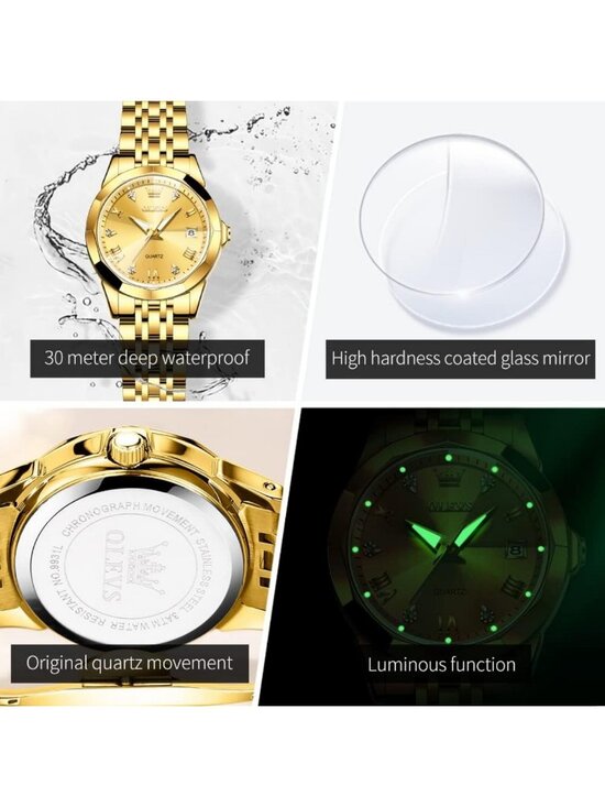 Stylish Women\'s Diamond Analog Watch - Waterproof, Luminous, Two-Tone Design main image 8